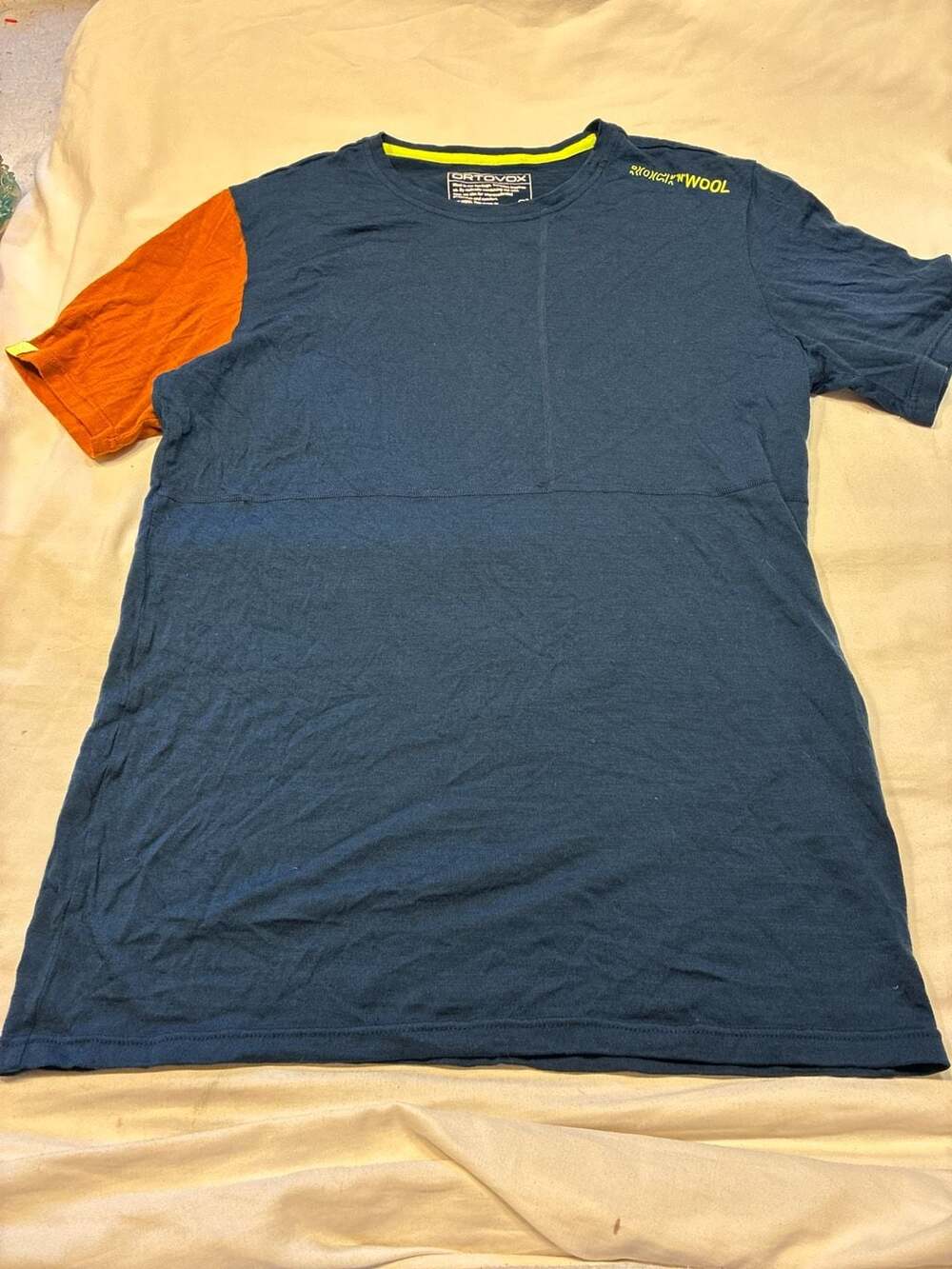 Ortovox Rock'n'Wool Merino T-Shirt Men's Size L Navy/Orange